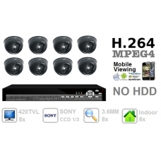 420TVL 8 ch channel CCTV Camera DVR Security System Kit Inc H.264 Network Mobile Access DVR and 1/3 SONY Indoor Camera with NO Hard Drive
